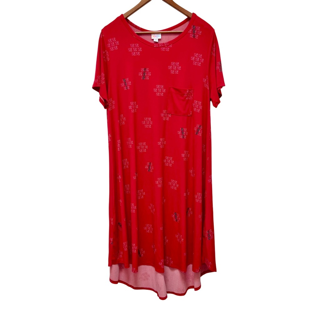 LuLaRoe Carly Swing Dress XL Aztec‎ Print Pockets Lightweight